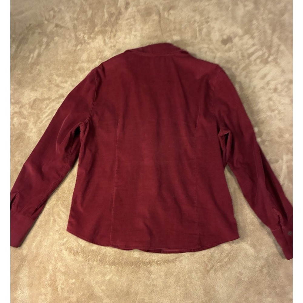 VTG Y2K Womens Burgundy Corduroy Shacket Snap Closure Top Cranberry Red Medium - Picture 10 of 13